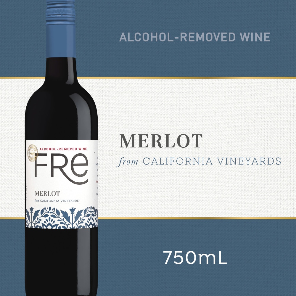 slide 1 of 1, Fré FRE Merlot Red Wine, Alcohol-Removed Wine Bottle, 750 ml
