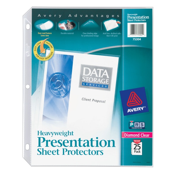 slide 1 of 2, Avery Heavyweight Top-Load Sheet Protectors, 8 1/2'' X 11'', Diamond Clear, Pack Of 25, 25 ct