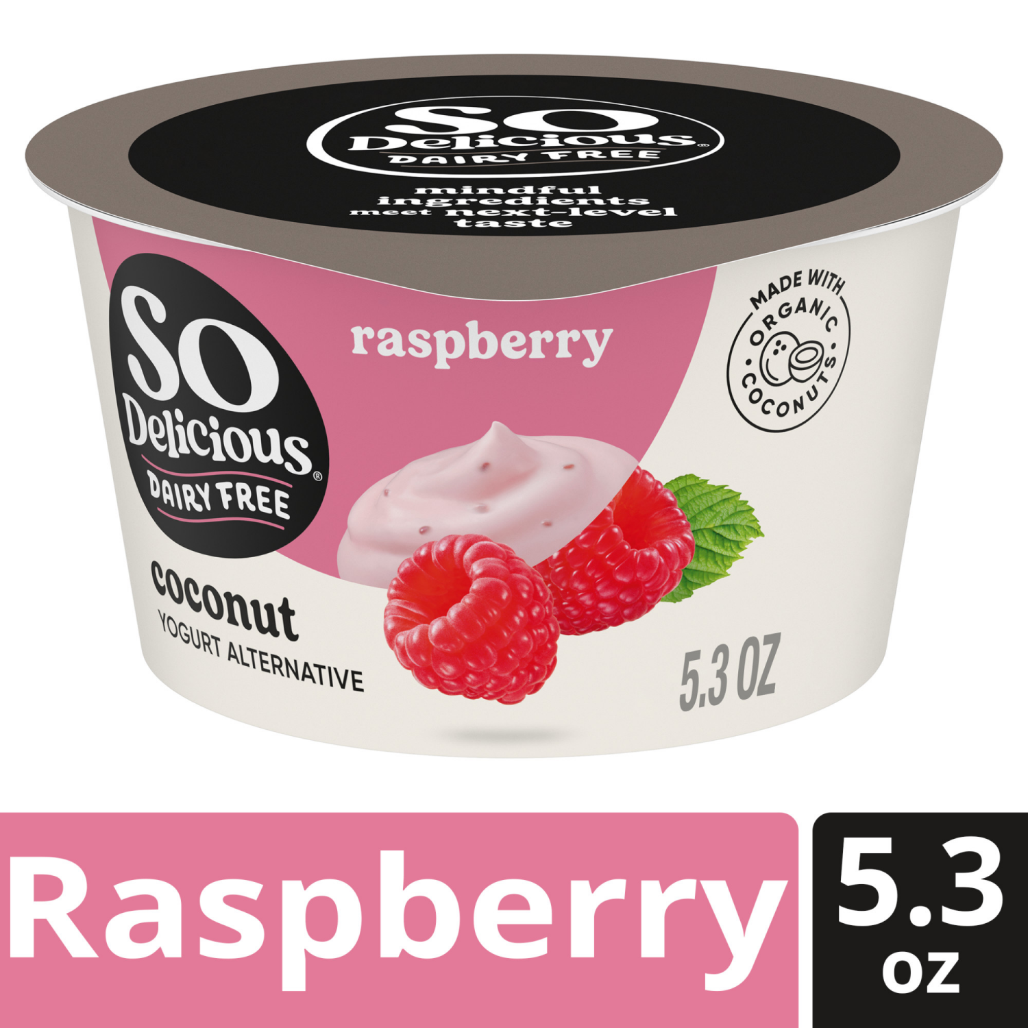 slide 3 of 5, So Delicious Coconut Milk Yogurt Alternative, Raspberry, Vegan, Gluten Free, 5.3 oz Container, 5.3 fl oz