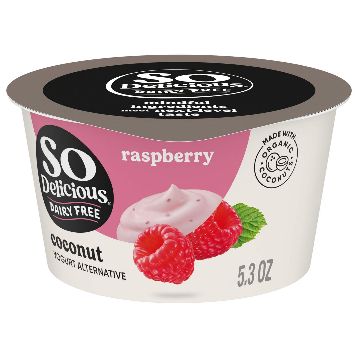 slide 1 of 5, So Delicious Coconut Milk Yogurt Alternative, Raspberry, Vegan, Gluten Free, 5.3 oz Container, 5.3 fl oz