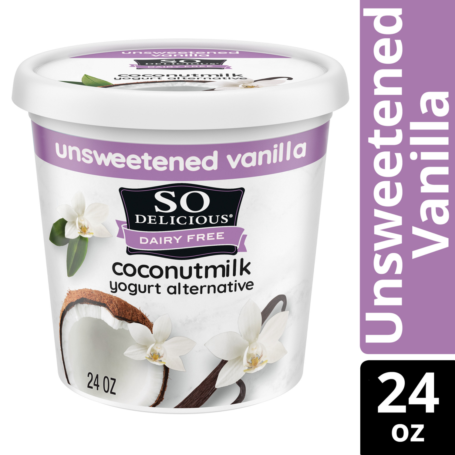 slide 4 of 8, So Delicious Coconut Milk Yogurt Alternative, Unsweetened, Vanilla, Vegan, Gluten Free, 24 oz Container, 24 oz