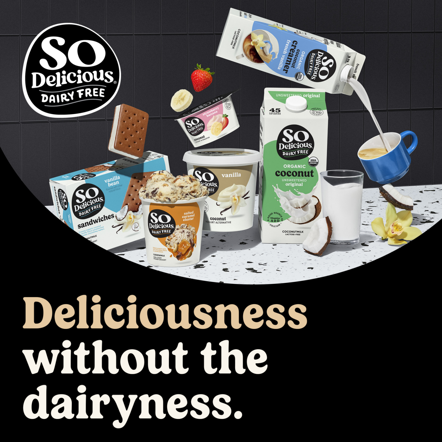 slide 2 of 8, So Delicious Coconut Milk Frozen Dessert Sandwiches, Vanilla Bean, Dairy Free, Vegan, Non-GMO, Kosher, 8 Count Pack, 8 ct