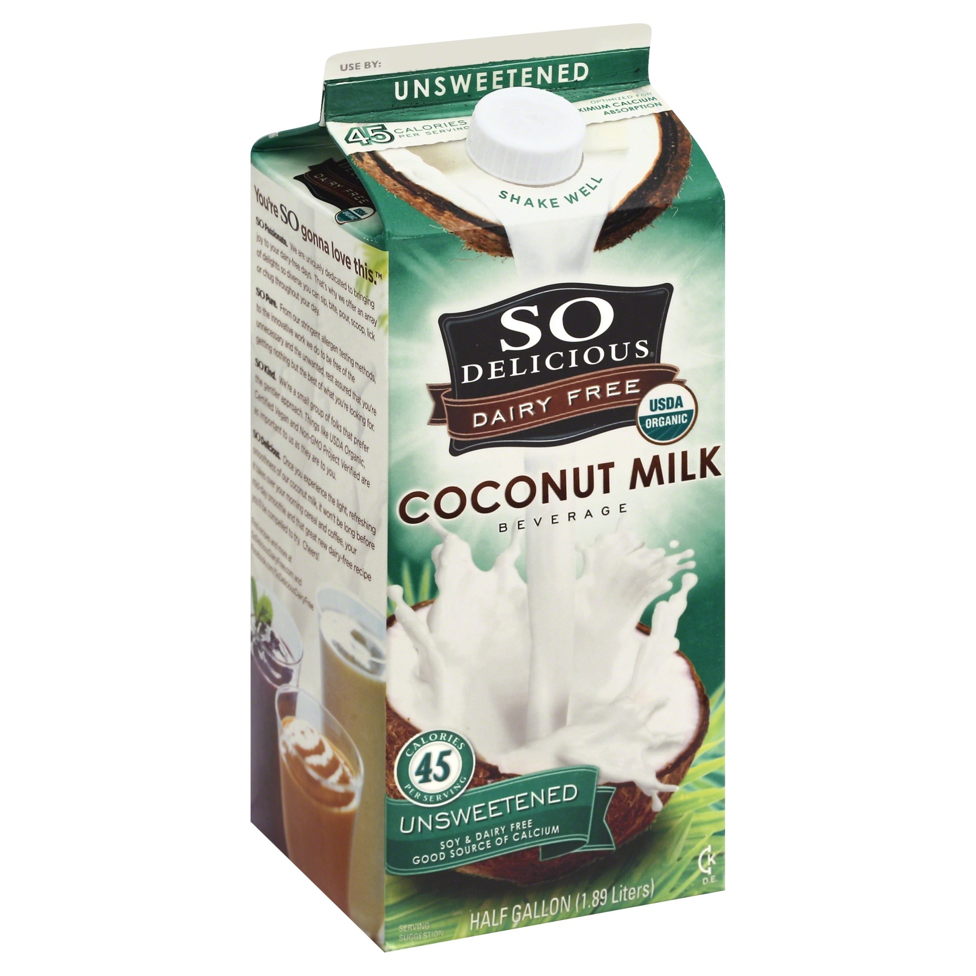 slide 1 of 6, So Delicious Dairy-Free Organic Unsweetened Coconut Milk, 0.5 gal