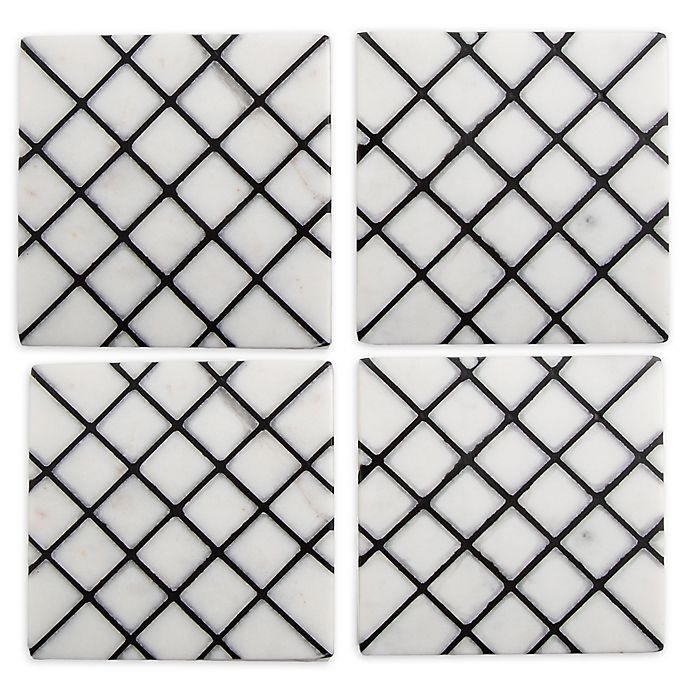 slide 1 of 2, Thirstystone Trellis Marble Coasters - Black, 4 ct