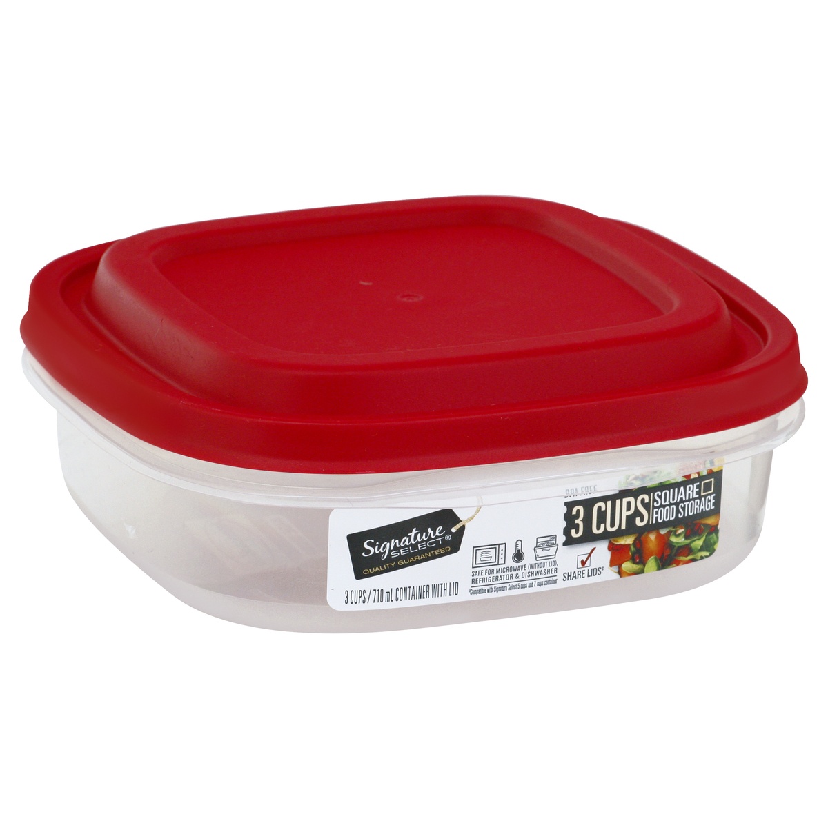 Food Storage Container, 5-Cup Square, 3-Ct.