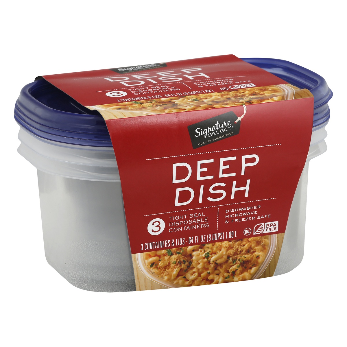 slide 2 of 9, Signature Select 64 Ounce Deep Dish Containers & Lids 3.0 ea, 