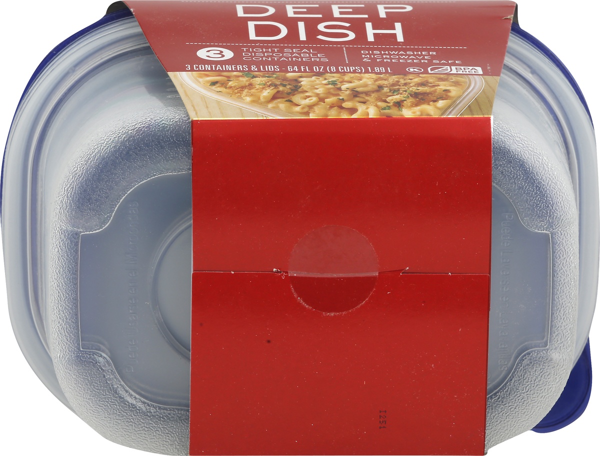 slide 5 of 9, Signature Select 64 Ounce Deep Dish Containers & Lids 3.0 ea, 