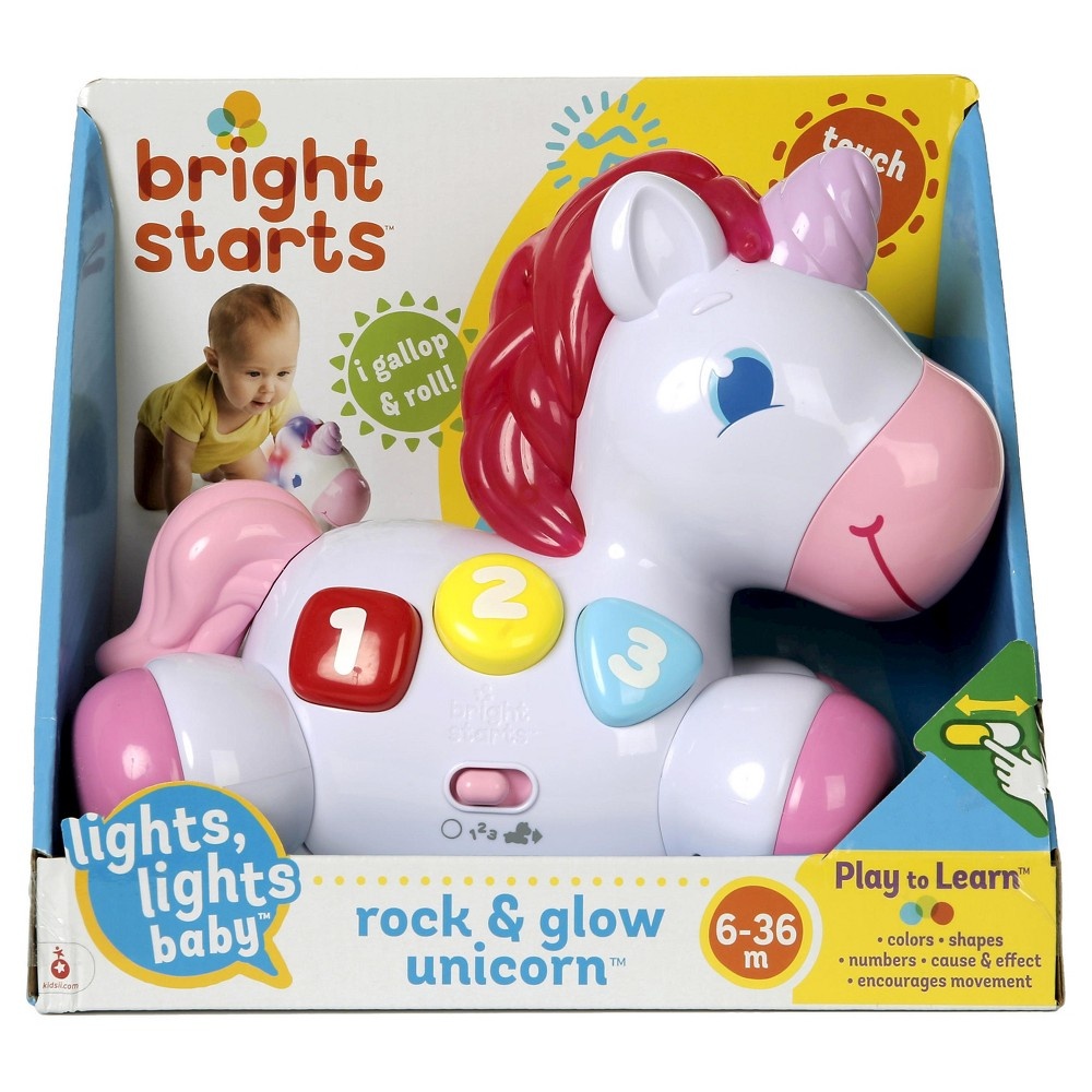 slide 4 of 6, Bright Starts Lights, Lights Baby Rock & Glow Unicorn Toy, 1 ct