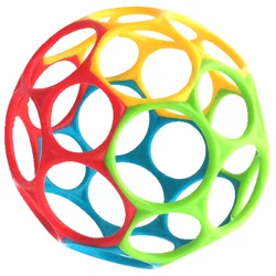 Bright Starts Oball Easy Grasp Classic Ball BPA-Free Infant Toy in Red/Blue/Green/Yellow, 4"