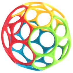 Bright Starts Oball Easy Grasp Classic Ball BPA-Free Infant Toy in Red/Blue/Green/Yellow, 4"
