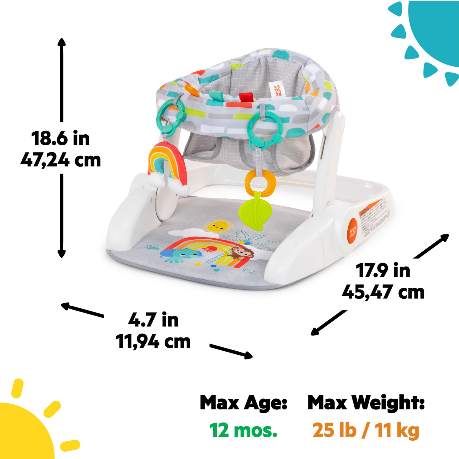 slide 2 of 4, Bright Starts Learn-to-Sit 2-Position Floor Seat - Playful Paradise, 1 ct