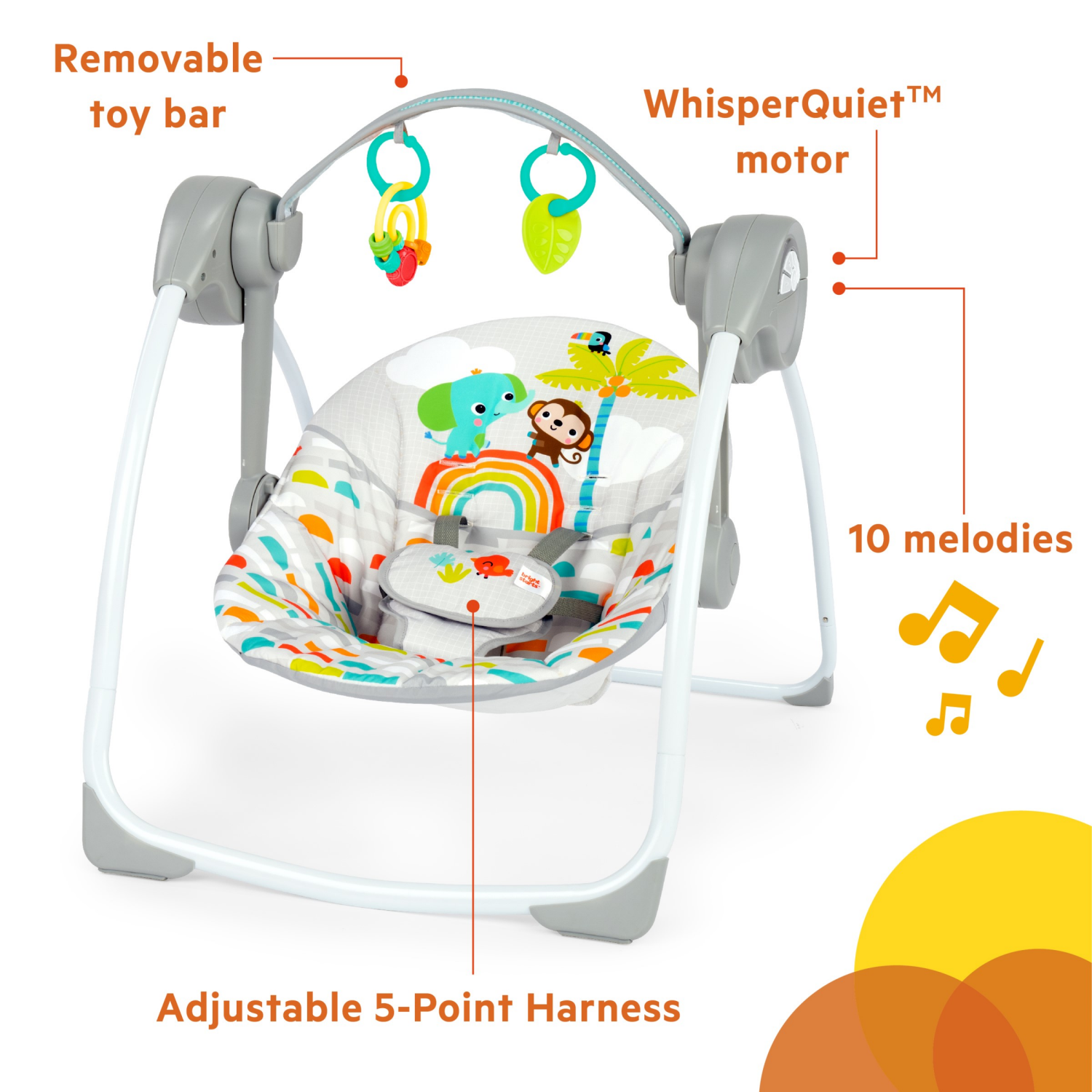 slide 3 of 5, Bright Starts Playful Paradise Portable Compact Baby Swing, Unisex, 1 ct