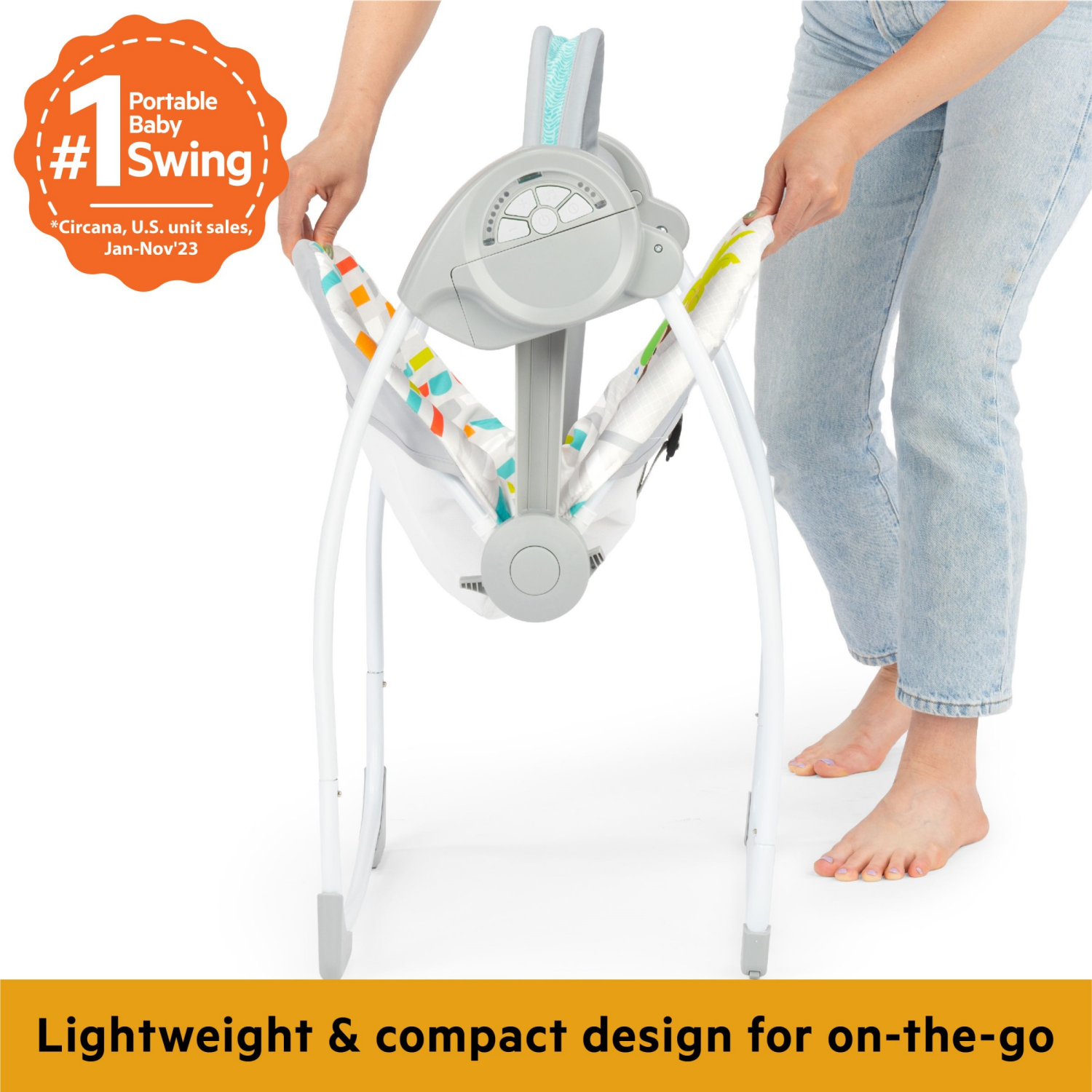 slide 5 of 5, Bright Starts Playful Paradise Portable Compact Baby Swing, Unisex, 1 ct