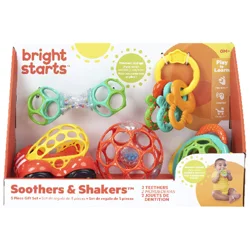 Bright Starts Soothers & Shakers 5pc Gift Set - BPA-Free Baby Rattles & Teethers, Unisex, Newborn +