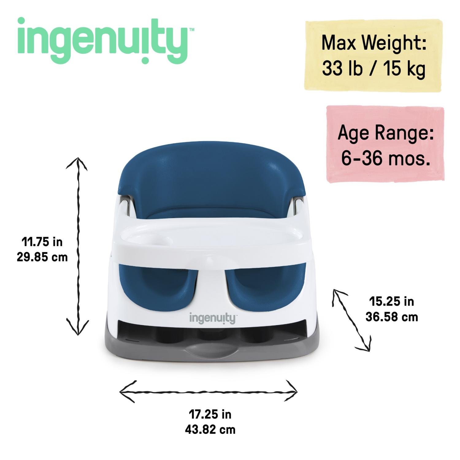 slide 2 of 3, Ingenuity Baby Base 2-in-1 Booster Feeding and Floor Seat, Night Sky, 1 ct