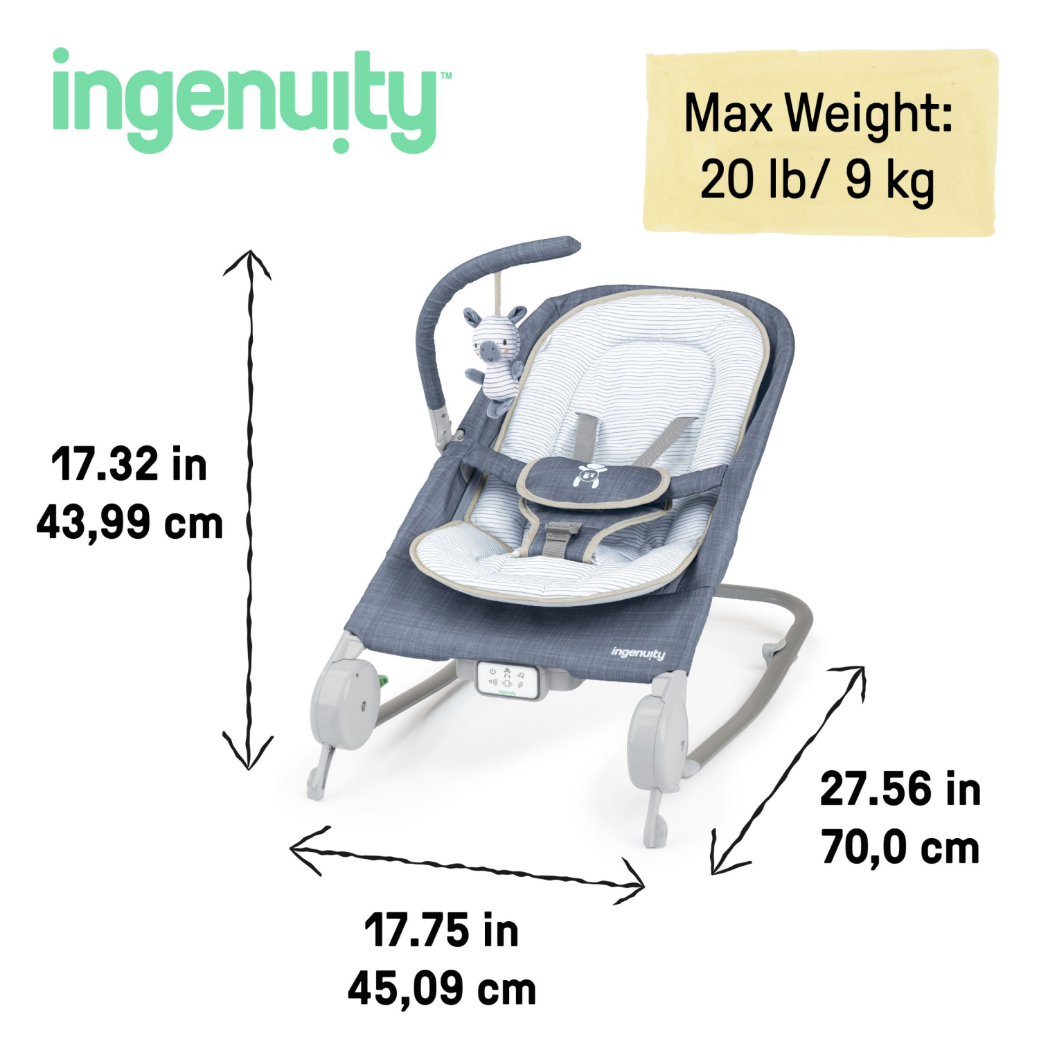 slide 3 of 4, Ingenuity Chambray Happy Seat Baby Bouncer, 1 ct