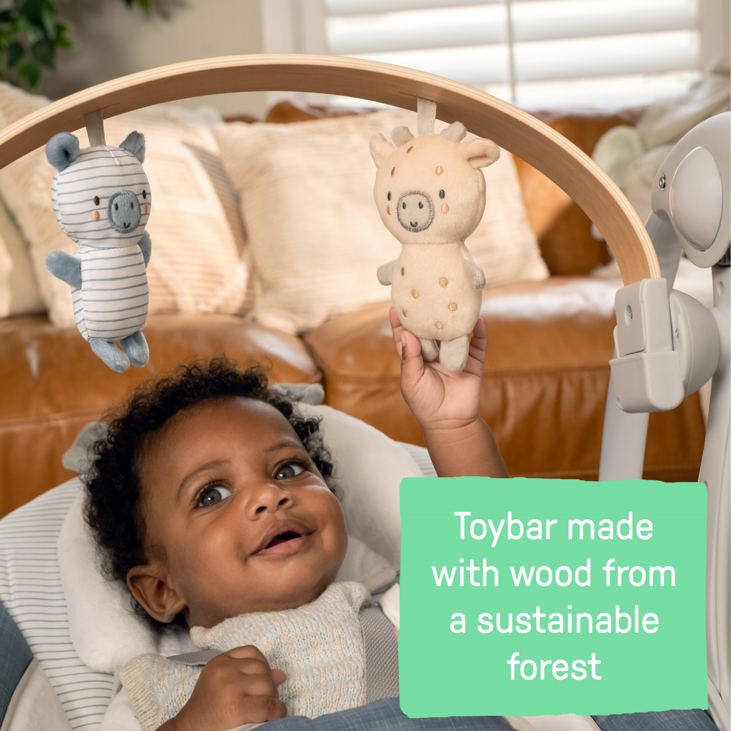 slide 5 of 5, Ingenuity Swing n Go Portable Swing, Removable Toy Bar, 6-Speed - Chambray, 1 ct