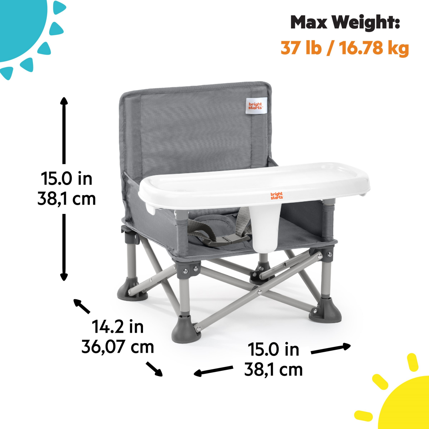 slide 2 of 4, Bright Starts Pop N Sit Portable Booster Seat - Gray, 1 ct