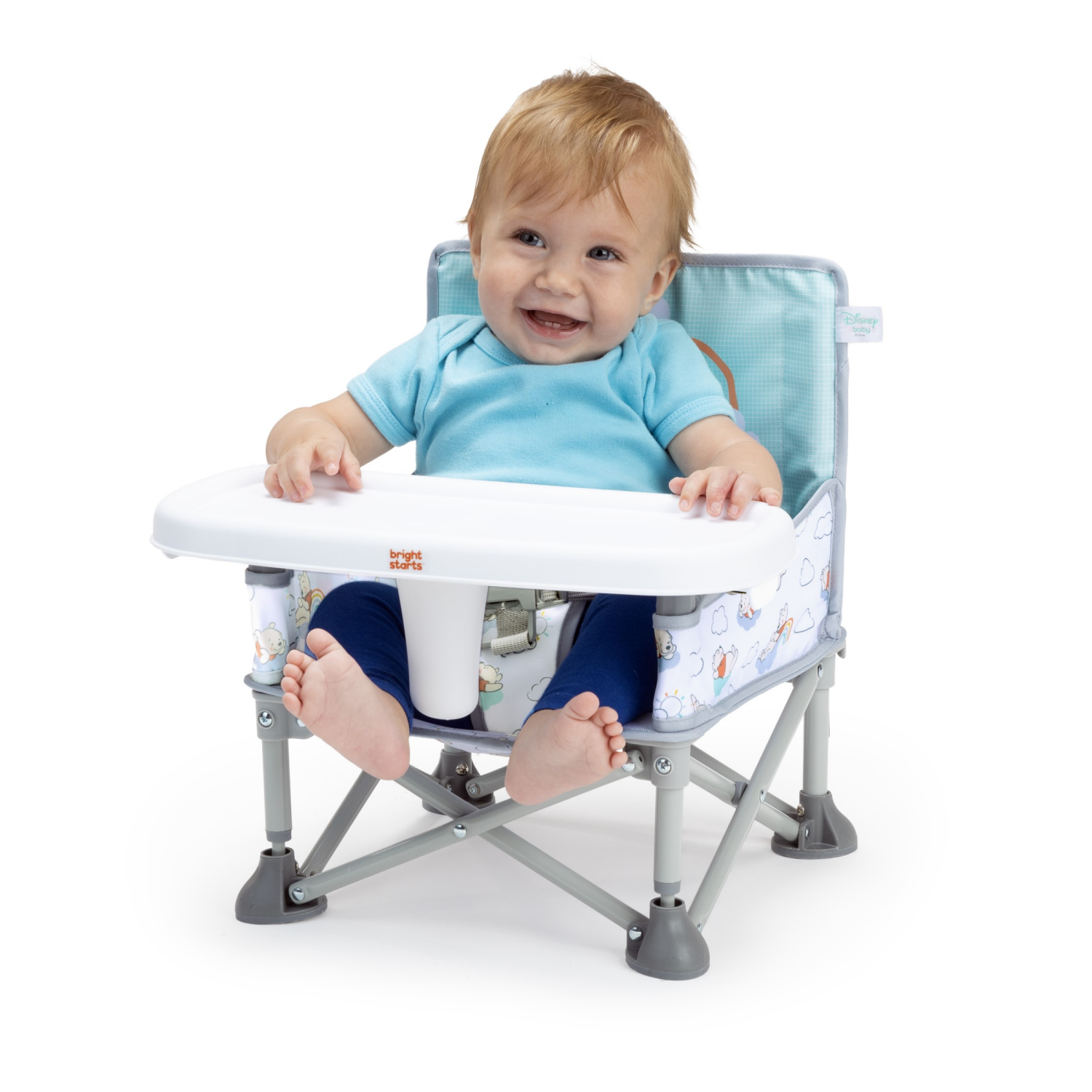 slide 4 of 5, Bright Starts Disney Winnie the Pooh Pop 'N Sit Portable Booster, Indoor/Outdoor Use, Floor Seat with Feeding Tray, 6 Mos - 3 Yrs, 1 ct
