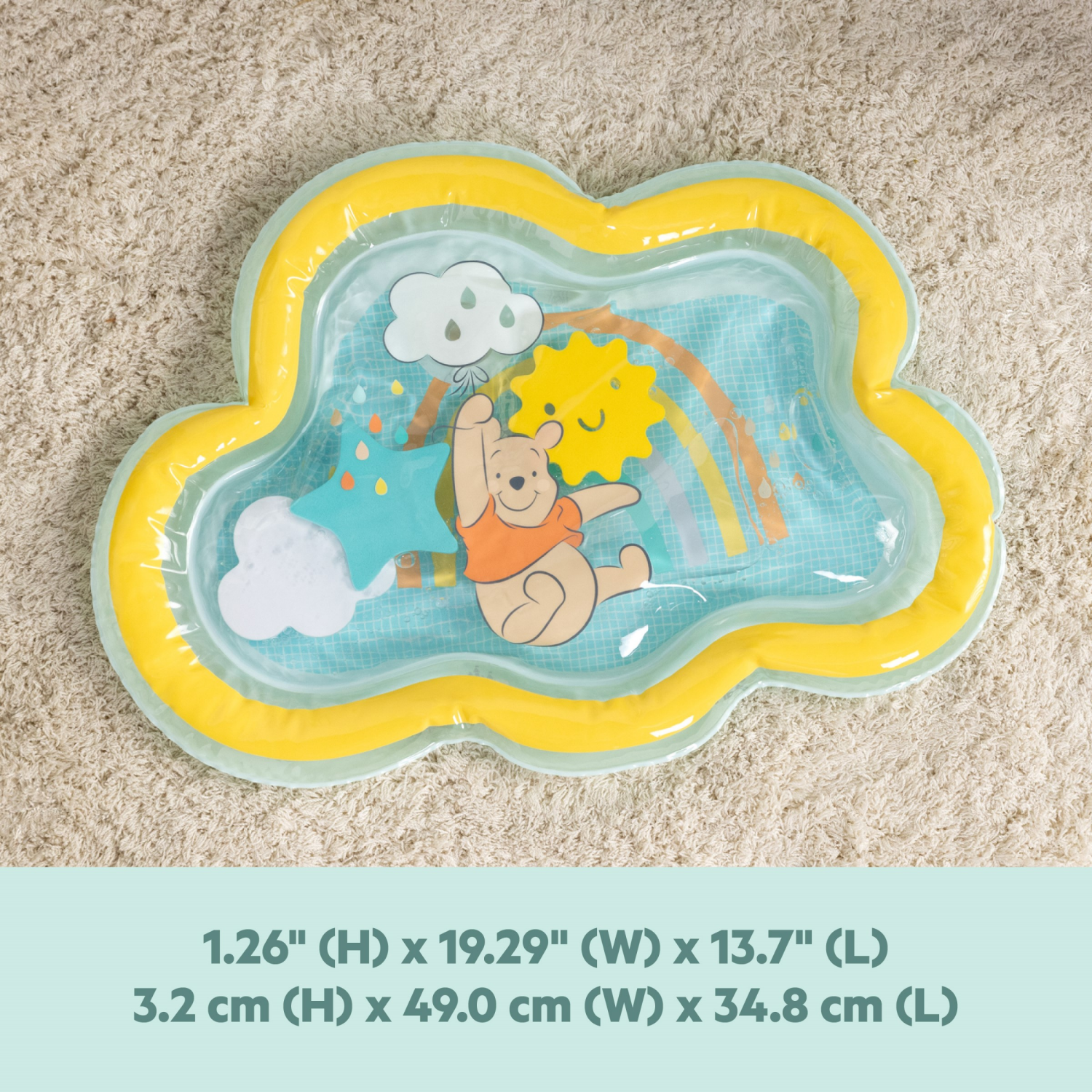 slide 2 of 5, Bright Starts Disney Baby Winnie the Pooh Once Upon a Tummy Time Water Mat, Blue, Unisex, Newborn +, 1 ct