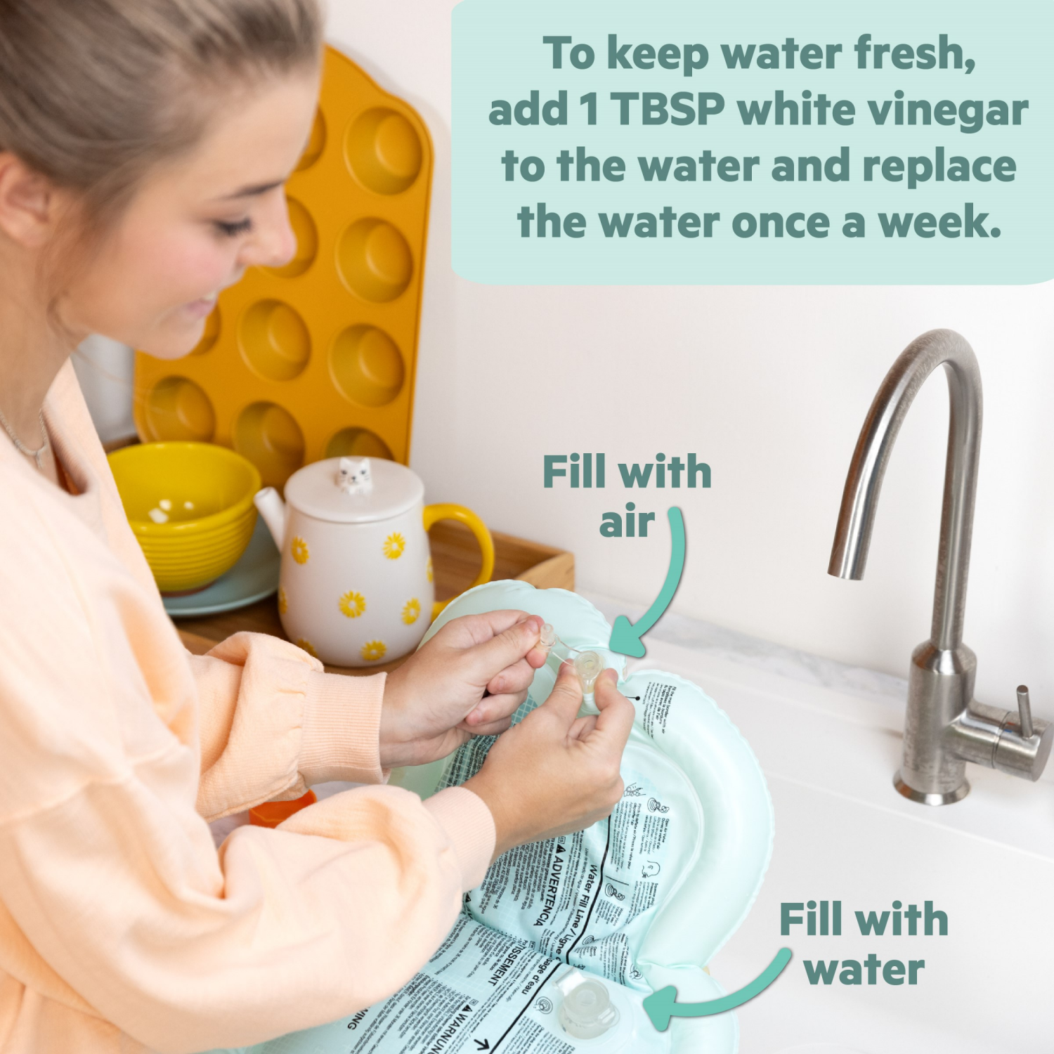 slide 5 of 5, Bright Starts Disney Baby Winnie the Pooh Once Upon a Tummy Time Water Mat, Blue, Unisex, Newborn +, 1 ct