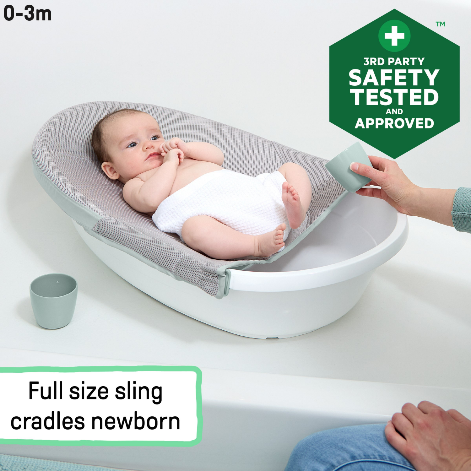 slide 4 of 6, Ingenuity Room to Soak 4-in-1 Baby Tub, 4 Stages of Use, Supportive Sling, Supported Seat, OM+, 1 ct