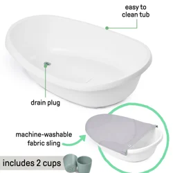 Ingenuity Room to Soak 4-in-1 Baby Tub, 4 Stages of Use, Supportive Sling, Supported Seat, OM+