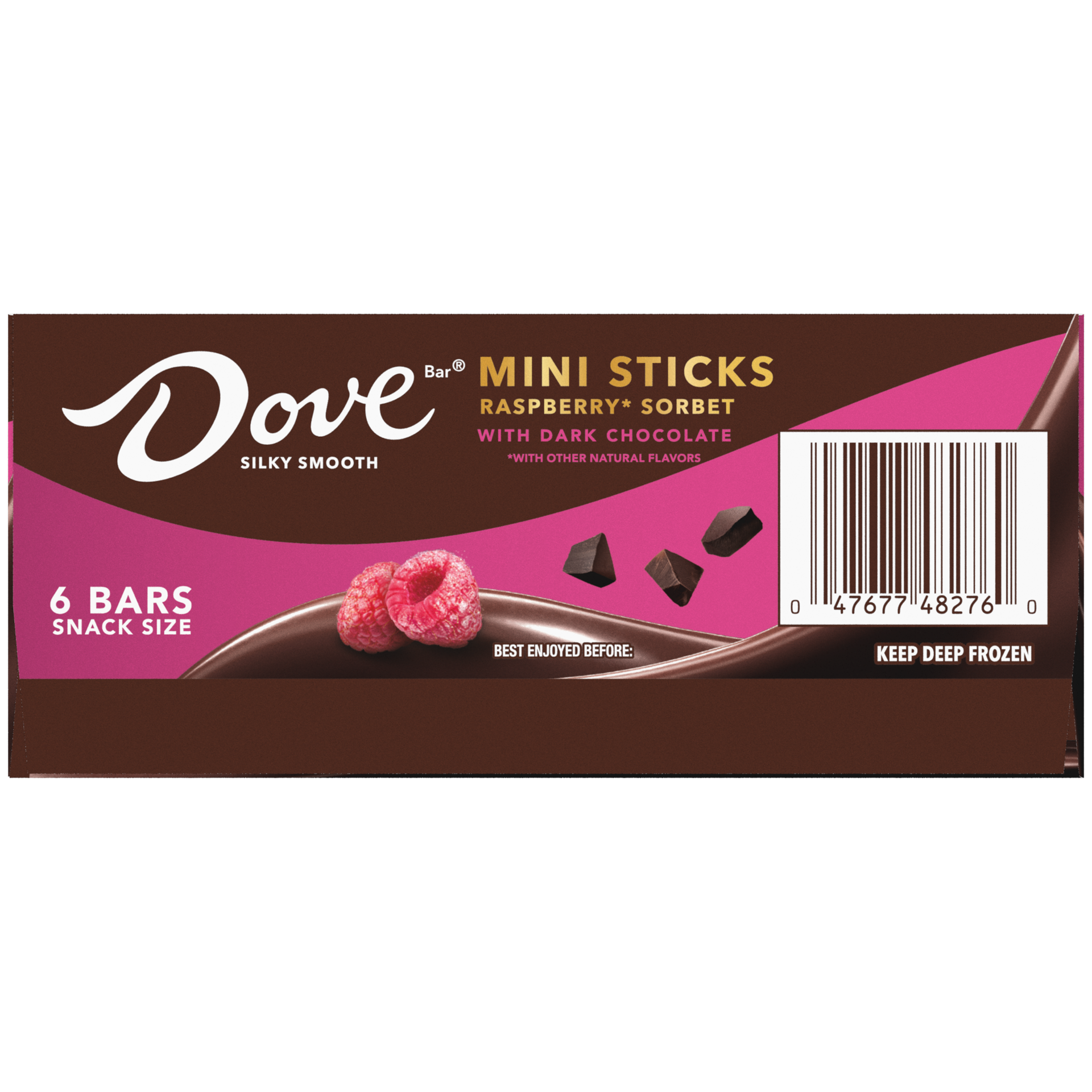 slide 4 of 4, DOVE Raspberry Sorbet Ice Cream Bars Coated With Dark Chocolate, 6 Pack Box, 12.60 fl oz