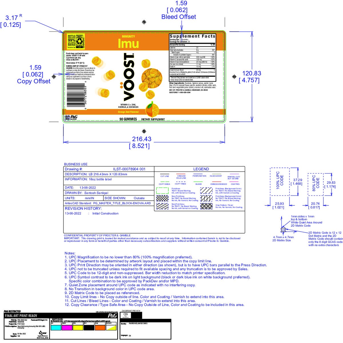 slide 6 of 8, Voost Orange Zest Immunity Gummies, 90 ct