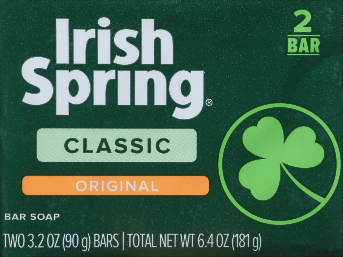 slide 1 of 9, Irish Spring Classic Original Bar Soap 2-3.0 oz Bars, 2 ct