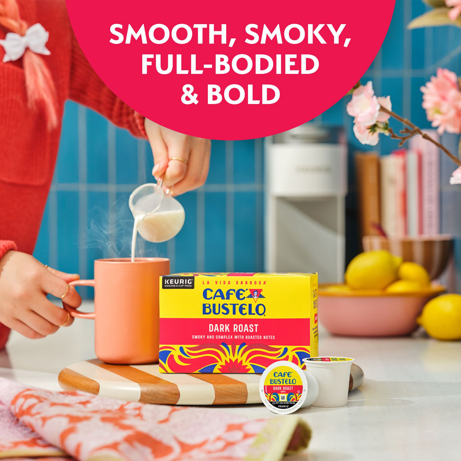 slide 2 of 6, Café Bustelo Dark Roast Coffee, 10 Ct. K-Cup pods, 10 ct