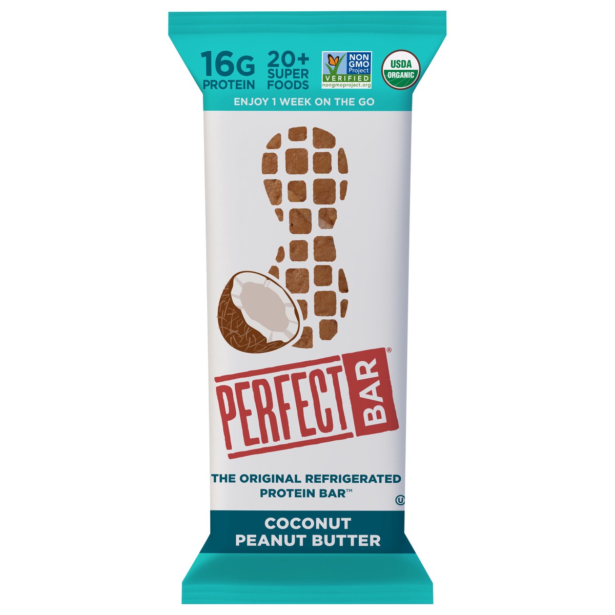 slide 1 of 9, Perfect Bar Gluten-Free Coconut Peanut Butter Refrigerated Protein Bar, Organic, 2.5 oz, 2.50 oz