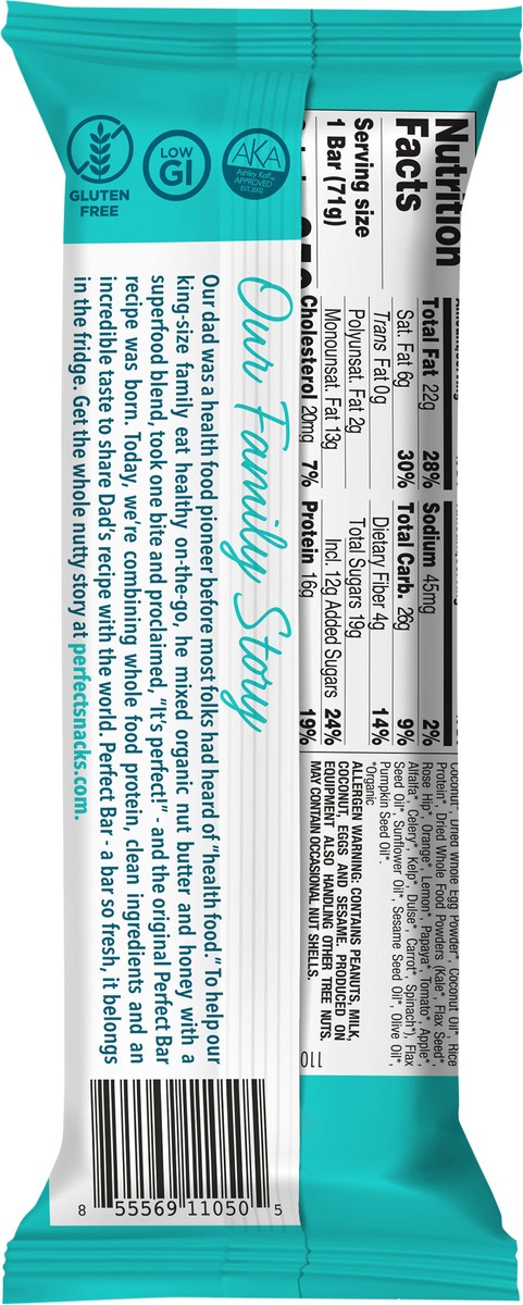 slide 7 of 9, Perfect Bar Gluten-Free Coconut Peanut Butter Refrigerated Protein Bar, Organic, 2.5 oz, 2.5 oz