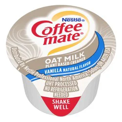 Coffee mate Oat Milk Vanilla Natural Flavor, Plant Based Liquid Creamer Singles - 0.375 fl oz, 4 boxes of 50 Single Creamers