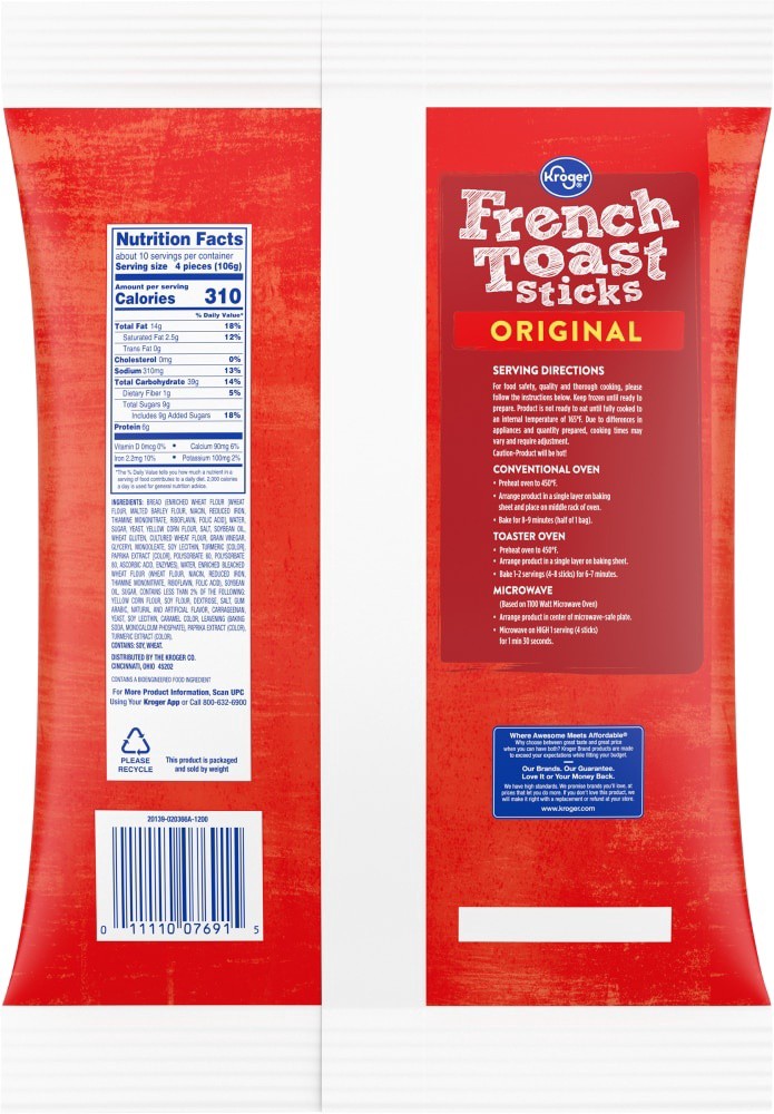 slide 2 of 2, Kroger Original French Toast Sticks, 36 oz