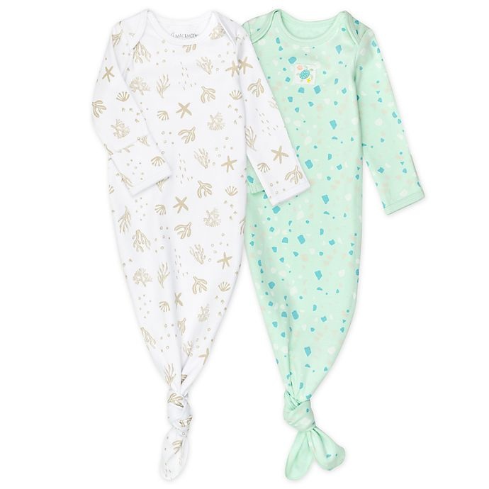 slide 1 of 4, Mac & Moon Newborn Coastal Long Sleeve Baby Gowns, 2 ct