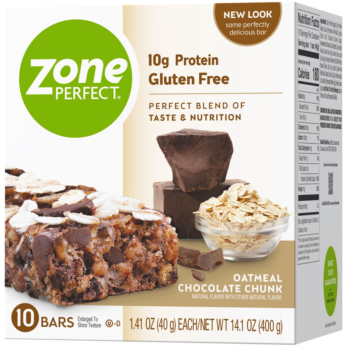 slide 2 of 8, Zone Perfect ZonePerfect Protein Bar Oatmeal Chocolate Chunk Bars 1.41 oz Bars, 14.1 oz