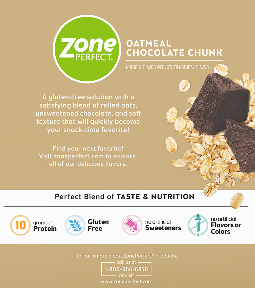 slide 4 of 8, Zone Perfect ZonePerfect Protein Bar Oatmeal Chocolate Chunk Bars 1.41 oz Bars, 14.1 oz