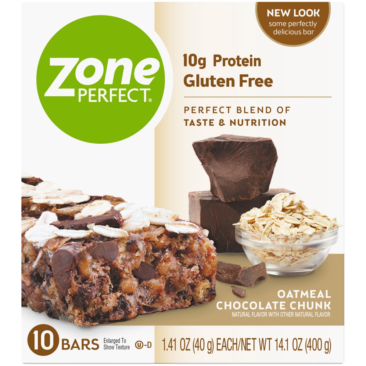 slide 3 of 8, Zone Perfect ZonePerfect Protein Bar Oatmeal Chocolate Chunk Bars 1.41 oz Bars, 14.1 oz