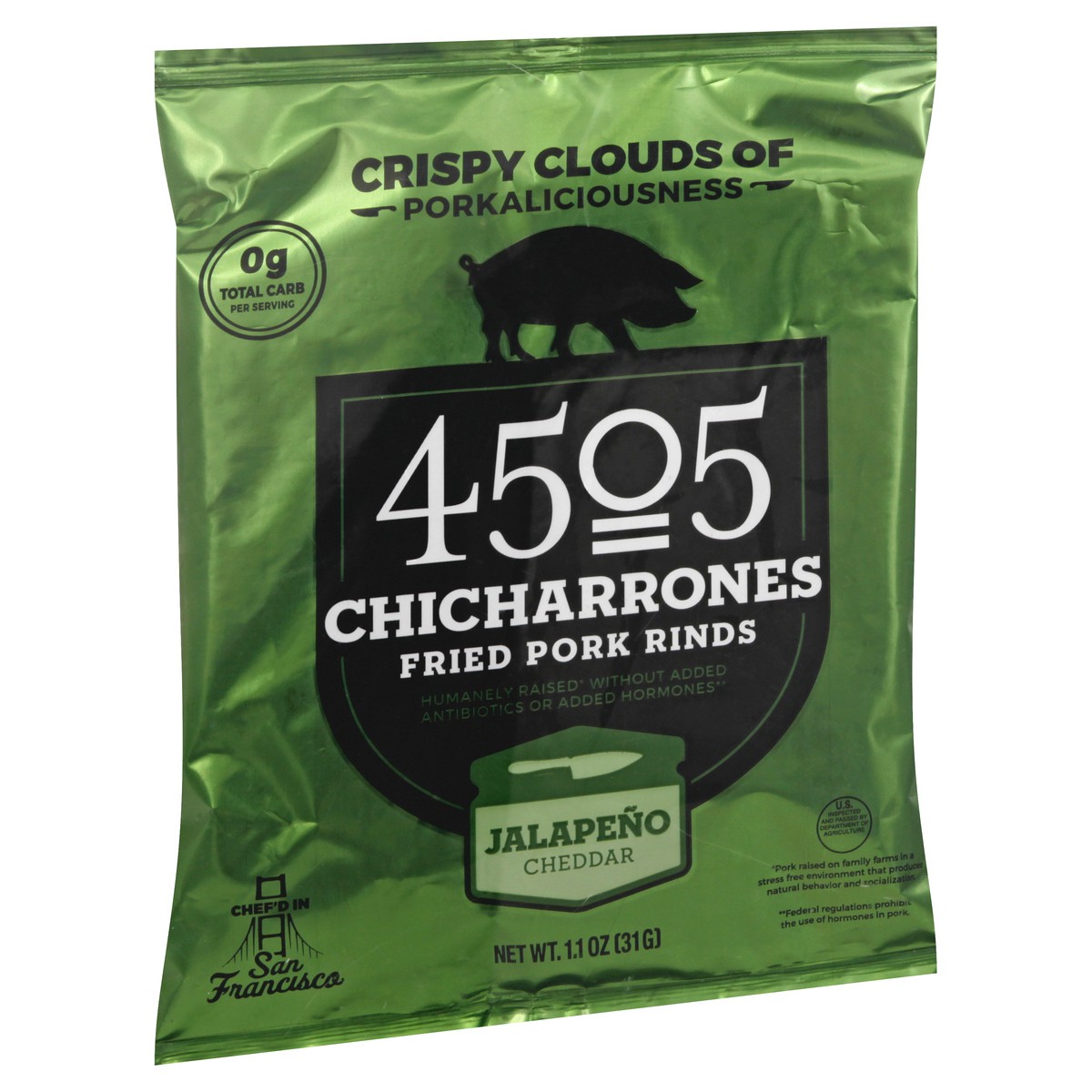 slide 3 of 9, 4505 Meats Jalapeno Cheddar Chicharrones Pork Rinds, 1 ct