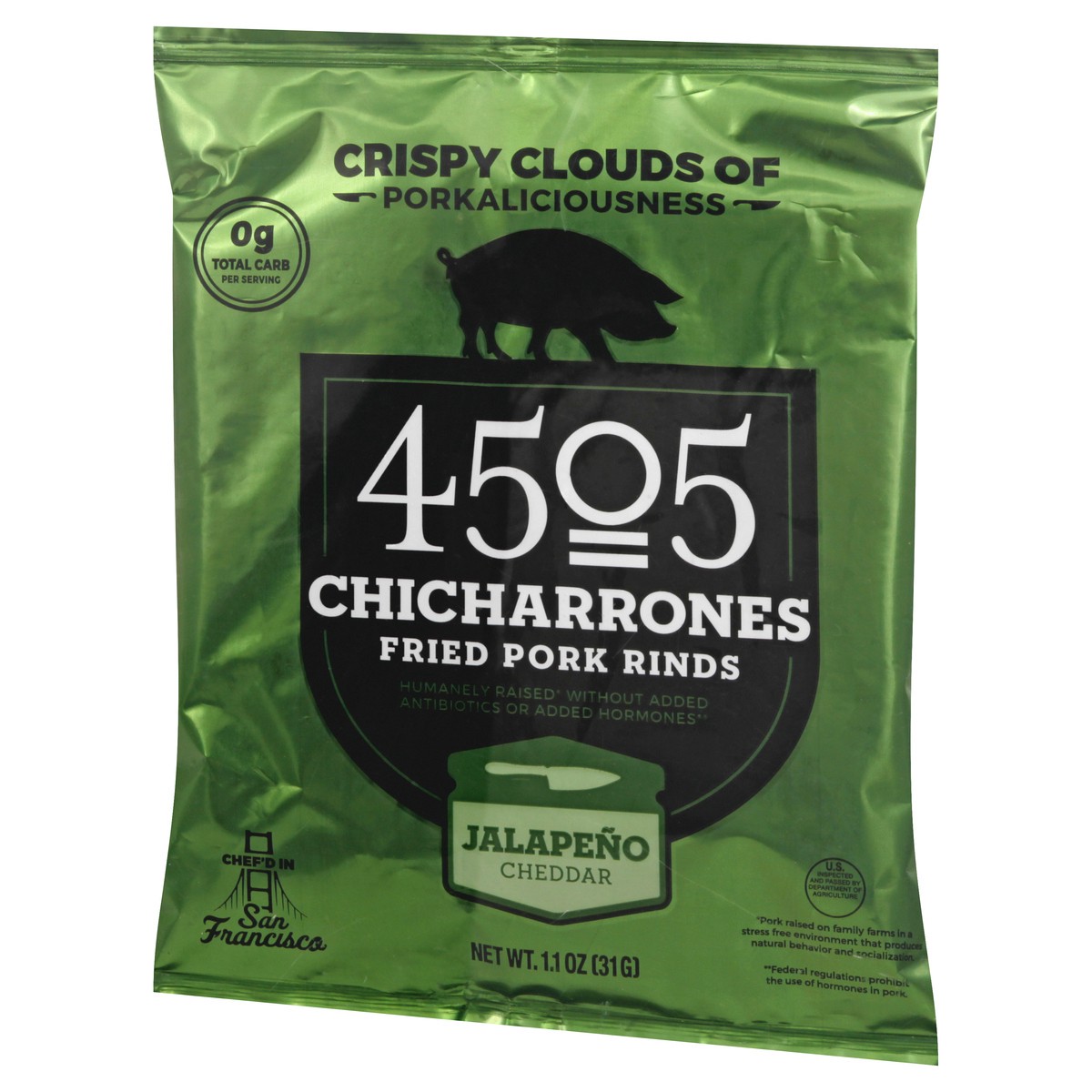 slide 6 of 9, 4505 Meats Jalapeno Cheddar Chicharrones Pork Rinds, 1 ct