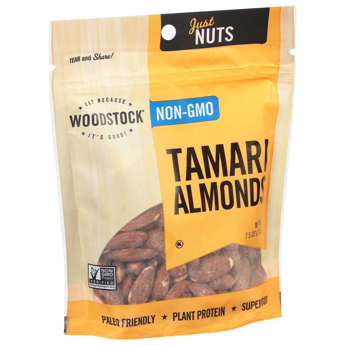 slide 2 of 12, Woodstock Tamari Almonds 7.5 oz, 7.5 oz