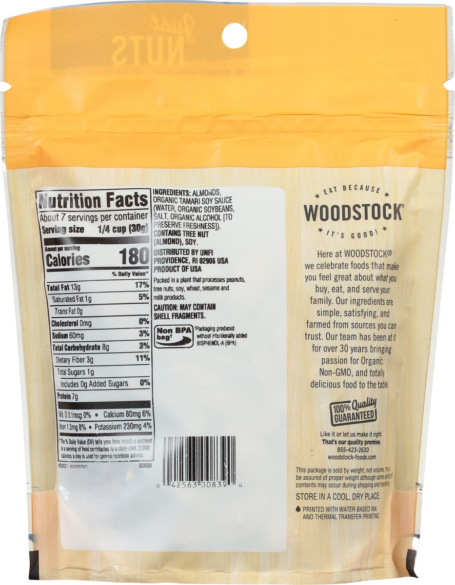 slide 5 of 12, Woodstock Tamari Almonds 7.5 oz, 7.5 oz
