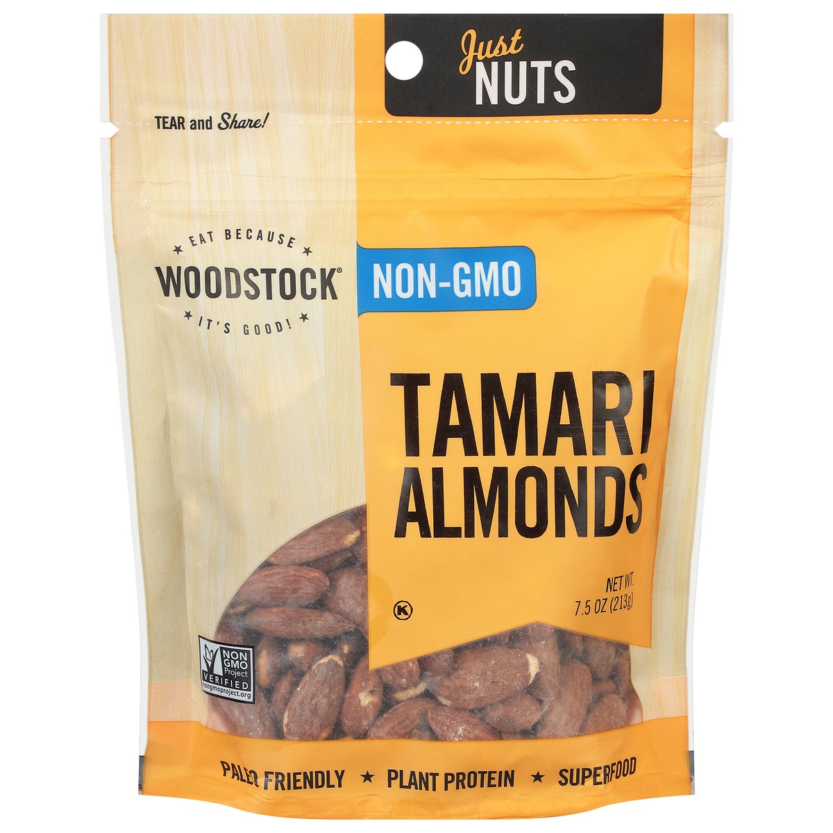 slide 1 of 12, Woodstock Tamari Almonds 7.5 oz, 7.5 oz