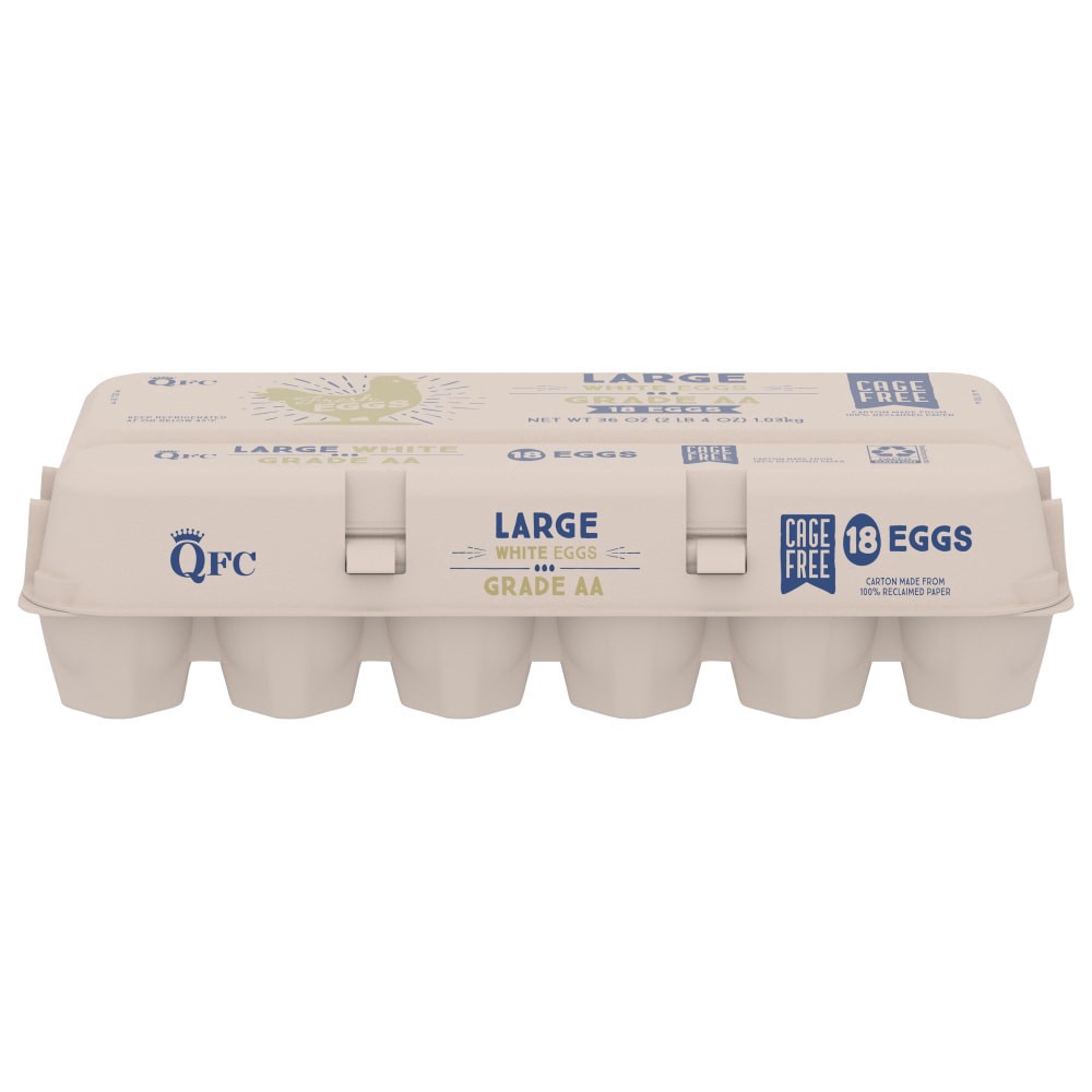slide 2 of 3, Qfc Cage Free Large White Grade Aa Eggs, 18 ct