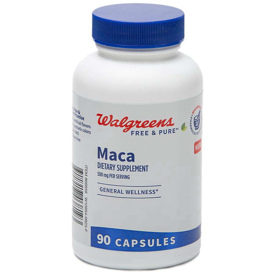 slide 1 of 5, Walgreens Free & Pure Maca Root Supplement 500mg Capsules (90 days), 90 ct