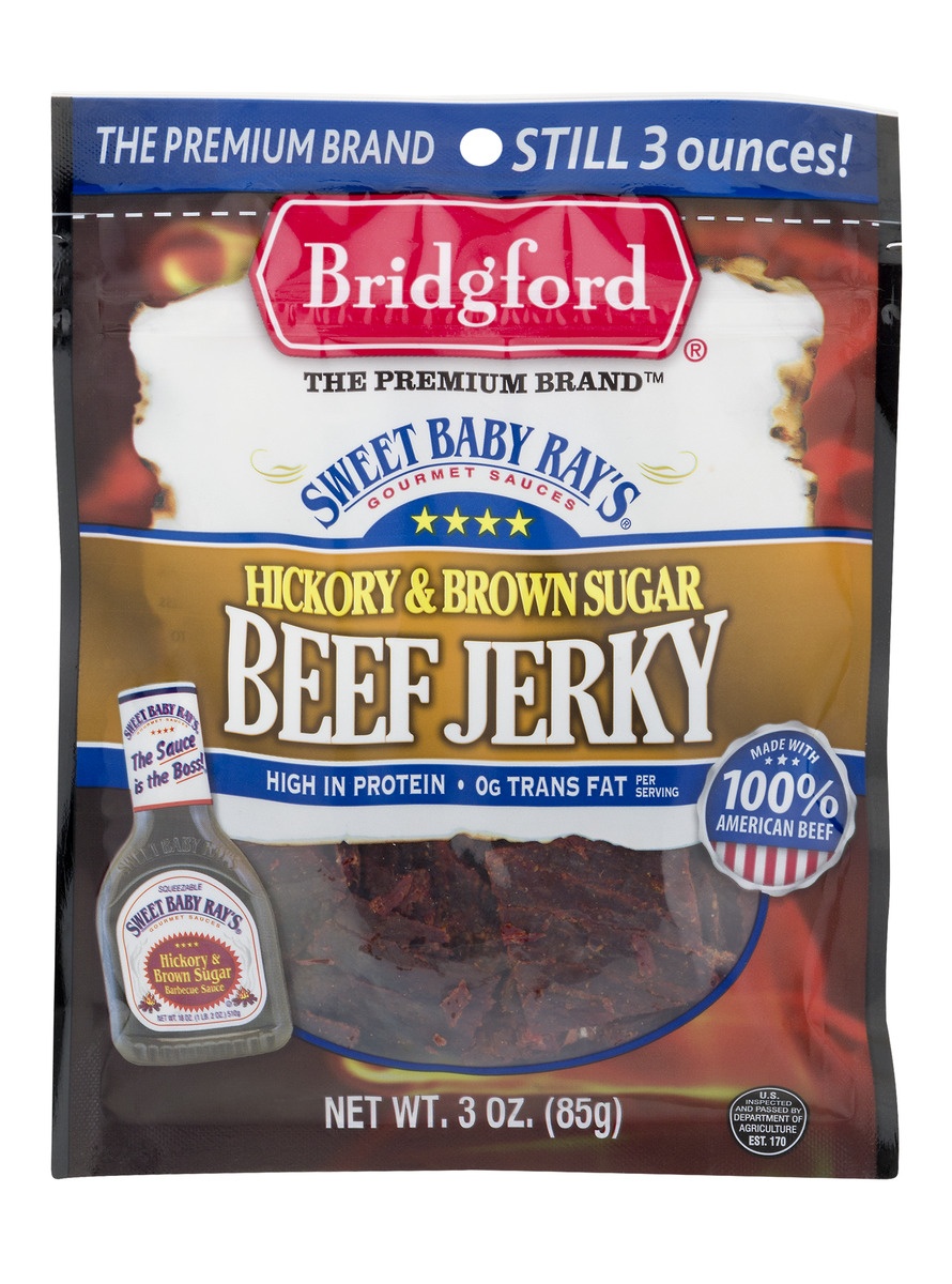 slide 1 of 1, Bridgford Sweet Baby Rays Hickory Brown Sugar Beef Jerky, 3 oz