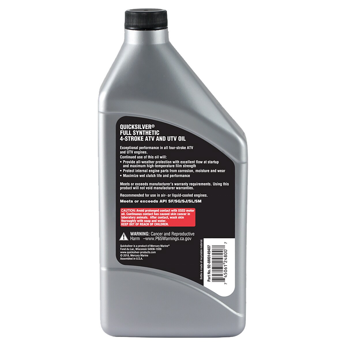 slide 2 of 2, Quicksilver ATV/UTV 5W50 Full Syn 4-Stroke Oil Quart, 1 ct