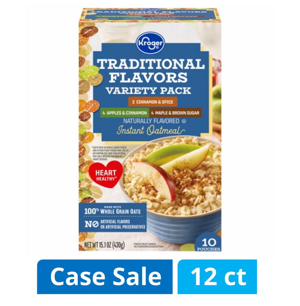 slide 1 of 1, Kroger® Traditional Flavors Variety Pack Instant Oatmeal Case Sale, 15.1 oz / 12 ct
