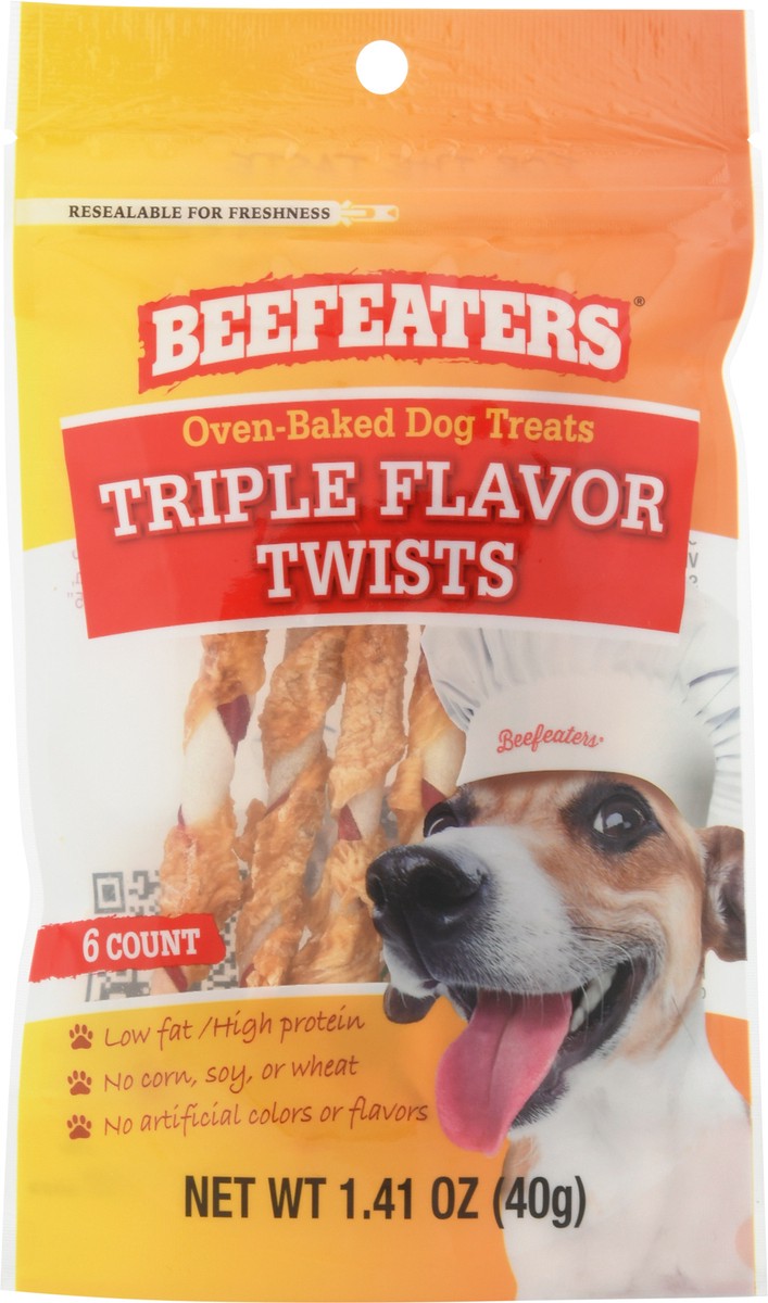 slide 3 of 9, Beefeaters Beefeater Triple Flavor Twists Dog Treats, 1.41 oz